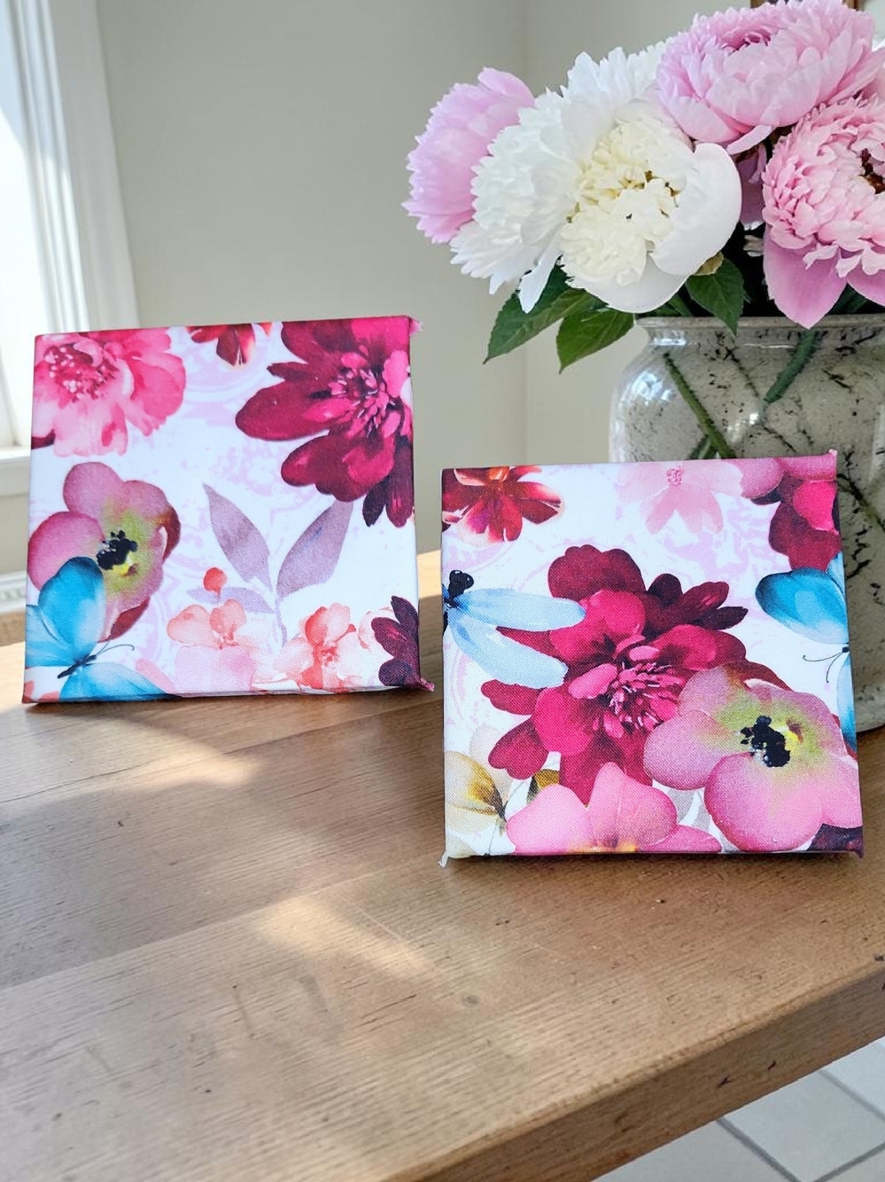 Pink Floral Coaster Set